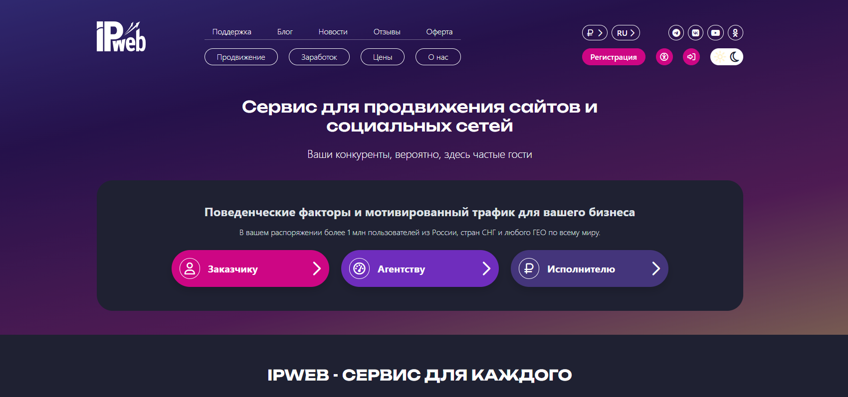 IPweb.ru — сервис продвижения сайтов и биржа микро‑задач